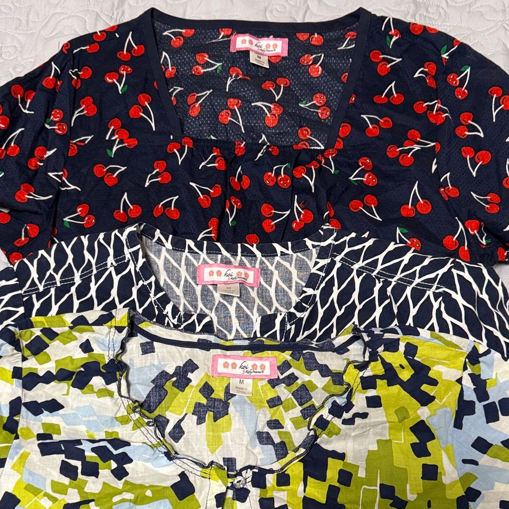 Koi Kids Cherry Print Shirt - Dark Blue